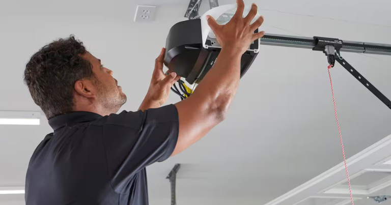 expert changing garage door opener
