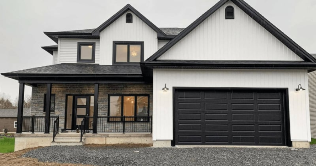 black and white house exterior